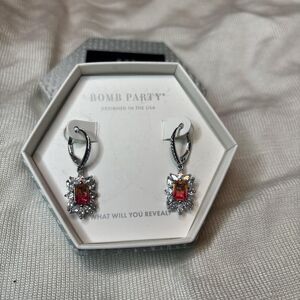 Bomb Party red and orange bicolor silver earrings